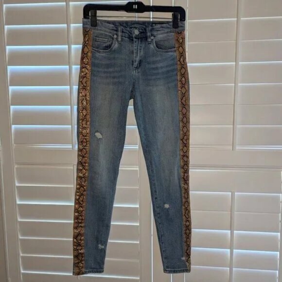 *3 FOR $9* [BLANKNYC] The Bond Skinny Jean Faux Snakeskin Ms. Brightside Ankle - Picture 1 of 3